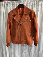 Veste en cuir daim orange