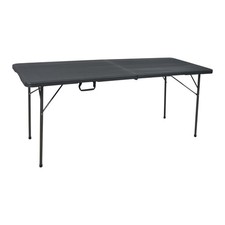 Table pliante noir - Table de Jardin - Table Pliante de Camping - Imitation bois