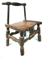 Art Africain - Ancienne Chaise Koulango - Scarce Kulango African Chair - 65 Cms