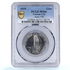 Italy Vatican 1 lire Pope Pius XI Virgin Mary MS66 PCGS nickel coin 1929