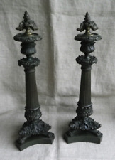 PAIRE DE CHANDELIERS FLAMBEAUX ANCIENS EN BRONZE - PATTE DE LION - XIXème