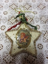 Décoration de Noël, étoile en plastique bombé avec motifs ange