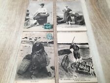 Lot de 4 cartes postales anciennes   Type de mouliere , pecheuse.  Lot 20
