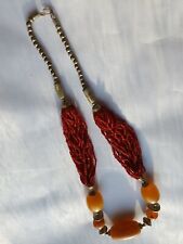 Collier genre ethnique 20 rangs rocaille perles résine et pierre