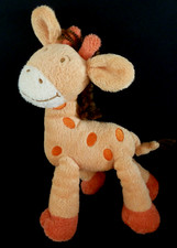 Q5. DOUDOU NICOTOY GIRAFE CHEVAL orange jaune crinière laine marron - TBE