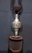 Embrasse à rideau en soie végétale naturelle Marron et métal argenté (dispo 5)