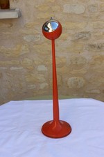 Cendrier sur pied design italien vintage orange chrome 1970s