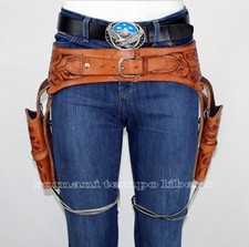 Ceinture Cuir Tricoté Western Leather Double Holster Gun Belt Gréement Revolver