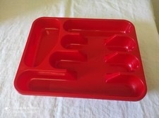 Range couverts en plastique rouge 33 x 26 cm