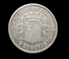 Espagne 2 Pesetas 1870 Argent