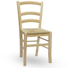Chaise En Bois Venezia Couleur Naturelle Avec Assise En Paille Palustre Tressée