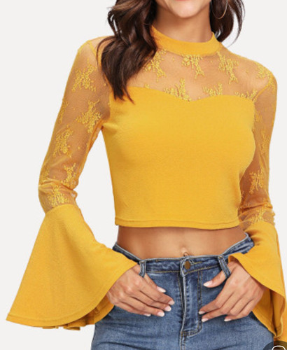 Trumpet sleeve floral - sleeve, lace
