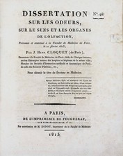 CLOQUET, Jules Hippolyte Dissertation sur les odeurs, sur le sens et les organes