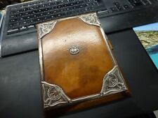 superbe porte calepin,Risler & Carré,blason aux armes d'alliance,cuir et argent