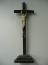 Ancien CRUCIFIX du XVIIIe S. CHRIST JANSENISTE en OS Sculpté, sorti du grenier