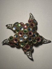 Broche Étoile Doré À Strass Blanc Rose Vert Et Bleu Bijoux Fantaisie