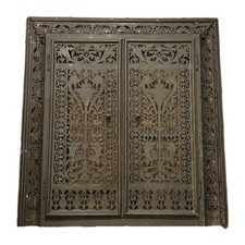 10L13 ANCIENNE GRILLE FACADE DE CHEMINEE EN LAITON AJOURE XIXe SIECLE DECORATION