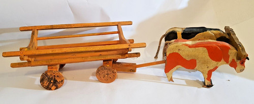 Jouet ancien 1940 attelage - jouet,