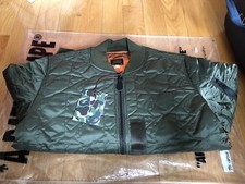 A Bathing Ape Bape Star MA-1 Bomber Jacket Size L Olive Drab RARE Brand New! Men