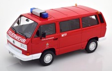 New KK-SCALE VOLKSWAGEN T3 FEUERWEHR 1987 1:18 Model Car RED KKDC180966 KidBX