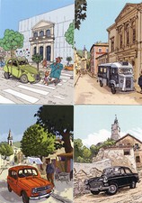 LOT de 11 cartes XXXè Salon Draguignan 2011 Illustré M CROSA Thème Automobile