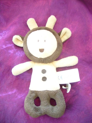 Doudou hochet marron - doudou, creme
