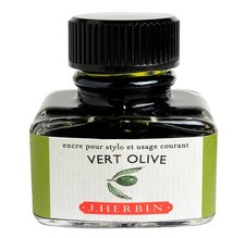[13036T] Herbin Encre traditionnelle à stylo en flacon "D" 30ml Vert olive