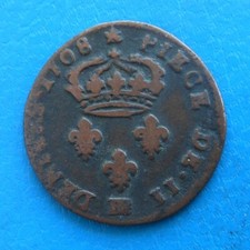 Louis XIV , 2 II deniers de Strasbourg 1708 BB