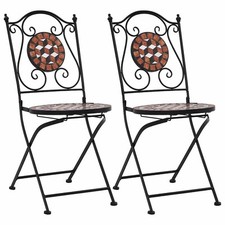 2x Chaises de Bistrot Mosaïque Marron Céramique Jardin Balcon Terrasse vidaXL