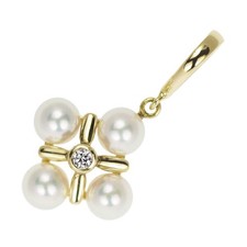 Pendentif Mikimoto K18YG Akoya perle/perle diamant diamètre supérieur env....