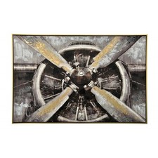 TABLEAU REACTEUR AVION 70*100 CADRE OR