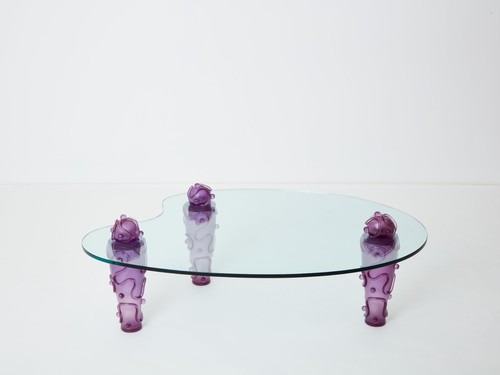 Table basse verre résine