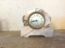 Ancien réveil BAYARD sur socle marbre rosé/ vintage années 40-50