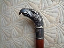 CANNE ANCIENNE - TÊTE D'AIGLE EN ARGENT ? SUR BOIS DE PALISSANDRE ? -  89 cm