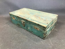 Ancien coffret en bois type plumier ou coffret à peinture belle patine verte