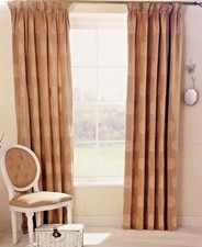 RIDEAUX DOUBLÉS PLIS CRAYON POM JACQUARD 66 x 54 prêts à l'emploi luxe doré