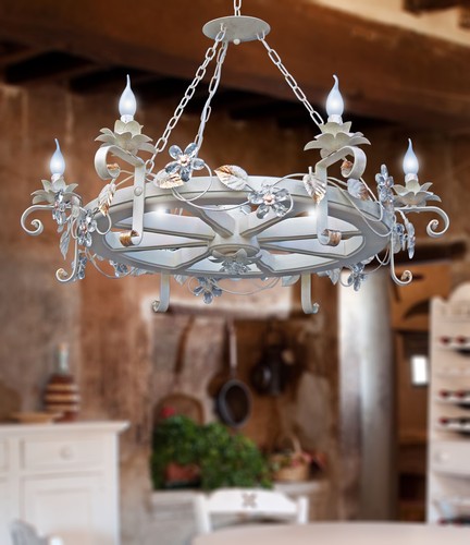 Lustre roue chariot fer - de, en