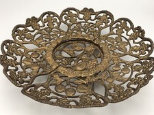 PLATEAU Coupe à fruits En Bronze Décoration Ajouré Motifs De Fruits, Jerusalem