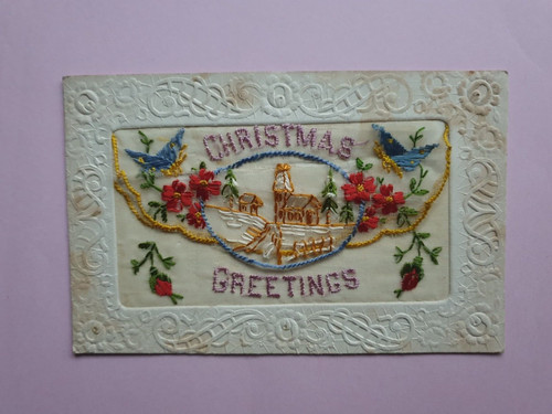 Ancienne carte brodee - carte,