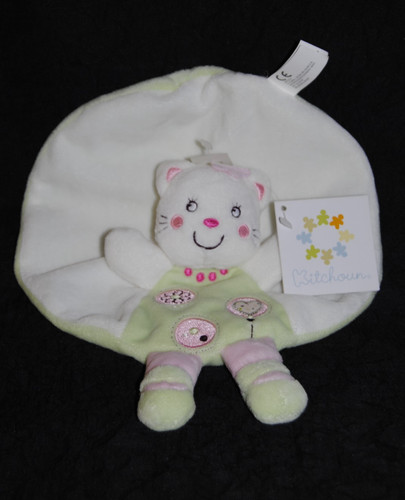 Doudou plat chat rond vert - 🍀doudou,
