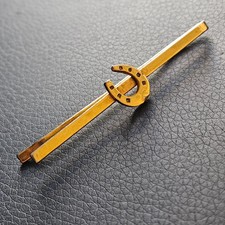 Pince a cravate équestre fer à cheval plaqué or porte bonheur chance vintage