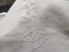 Exquisite AntiqueFrench Pure Linen TrousseauSheet Wheat-earEmbroideryMonogram LM