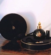 Arpège Lanvin, flacon grand luxe boule noire à poire, boîte tambour siglé, 1974