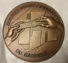 1972 rare MÉDAILLE par coeffin présidents services professionnels du bâtiment 