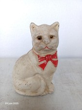 Ancienne tirelire chat en fonte yeux en verre