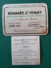 Étiquette Romanée-St-Vivant 1990 Romanée Conti DRC label weinetikett ラベル 라벨 8378