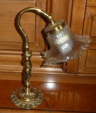 Très Jolie Lampe de bureau en Bronze Ange Chérubin superbe tulipe fonctionne