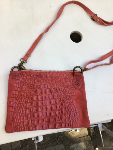 Sac cuir crocodile - , corail