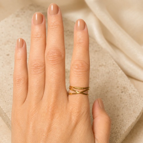 Bague dorée acier - dorée,