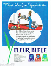 PUBLICITE ADVERTISING 1016  1963  Fleur Bleue torchons Lin Métis par Jean Effel